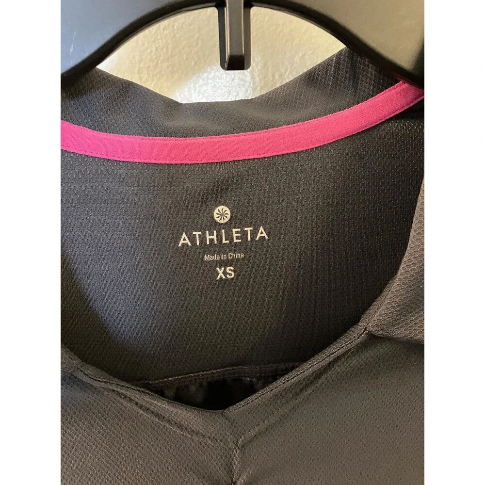 Athleta Womens Short Sleeve Gray Athletic Top Ruched Sides XS - Picture 2 of 7
